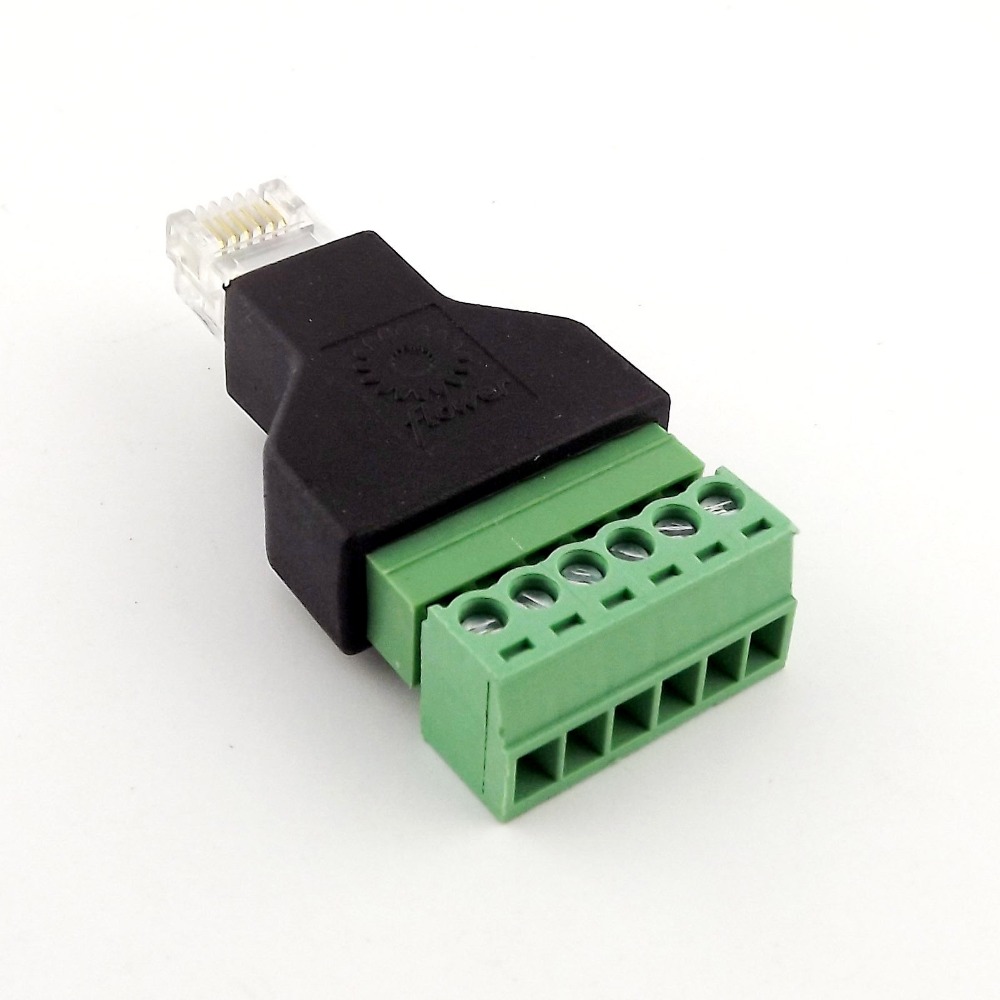 1x Ethernet 6P6C RJ12 Male Plug Modular 6Pin Screw Terminal Connector Adapter Phone Line Adapter