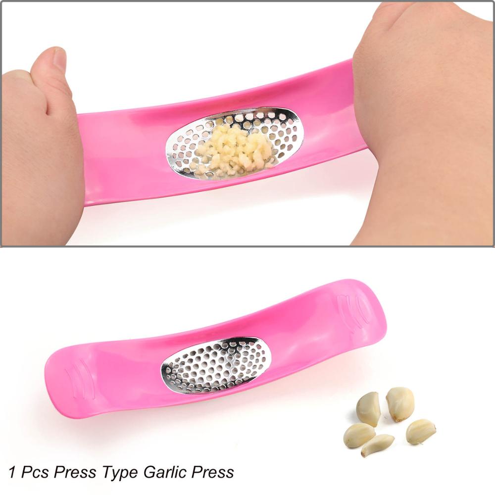 Multifunctional Stainless Steel Ginger Garlic Press Grinding Grater Planer Slicer Mini Cutter Kitchen Cooking Gadgets Tool: 02 1pcs pink