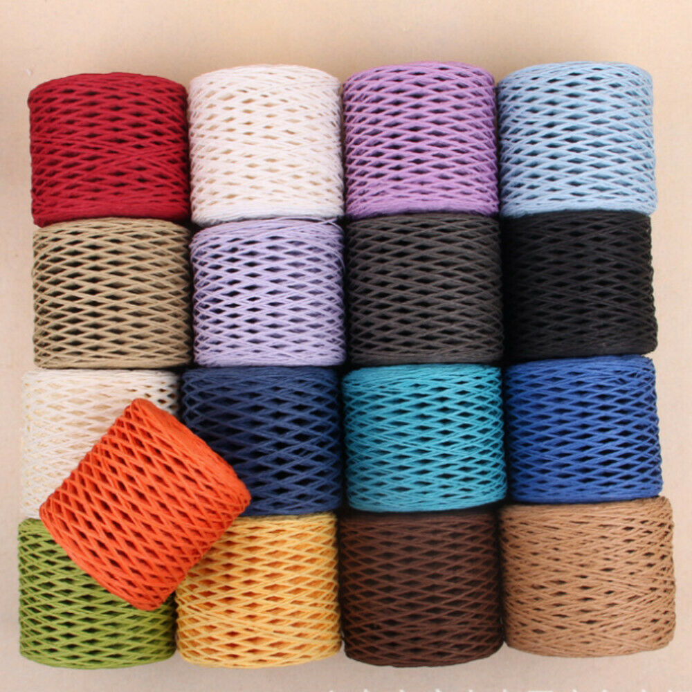 Fil de paille en raphia naturel, 2 rouleaux de 200 mètres, pour Crochet à la main, chapeau de paille d'été, sacs de plage, paniers à tricoter, fils colorés de 2mm
