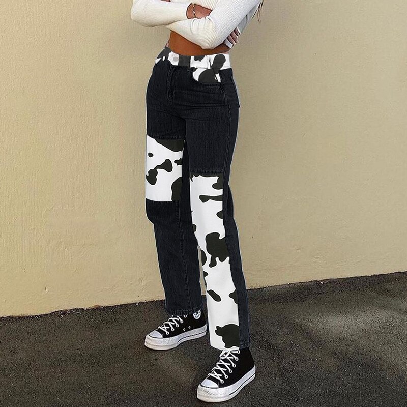 SUCHCUTE pantalones vaqueros con estampado de vaca. Grandado