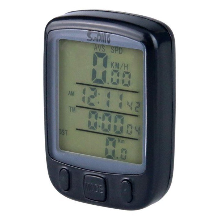 Sunding  sd 563a vandtæt lcd display cykel cykel computer computer kilometertæller speedometer med grøn baggrundsbelysning