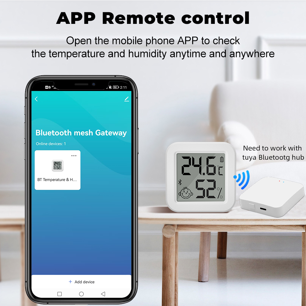 Tuya Bluetooth Gateway Hub of Bluetooth temperatuur- en vochtigheidssensor met APP Afstandsbediening Thermometer Hygrometer Sensor Home