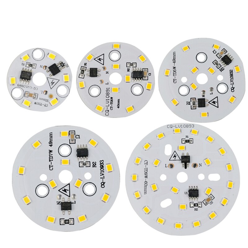 Pcb led 220v ~ 240V SMD2835 3w 5w 7w 9w 12w, pilote ic intégré, perles Led intelligentes IC SMD, Source de lumière pour ampoule Led, 5 pièces,