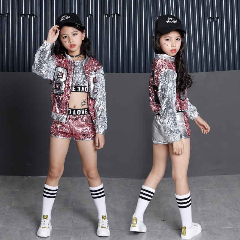 Meisjes Rode Lange Mouwen Jazz Hip Hop Dans Kostuum Losse Trui Cropped Tops Shirt Voor Kid Street Moderne Dansen Kleding dragen