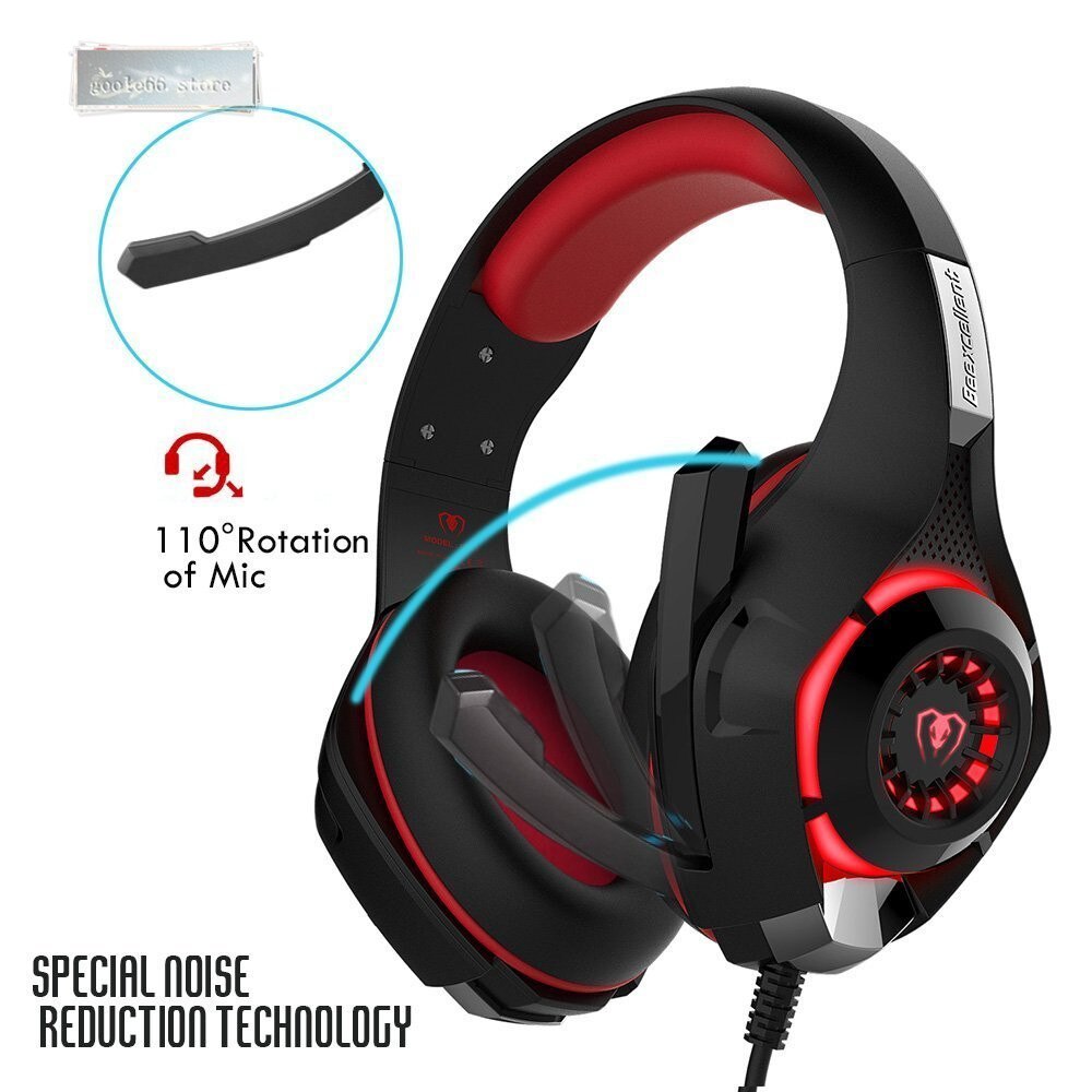 GM-1 Gaming Headphones 3.5mm Gamer Computer Headset Casque with Microphone LED Light for Xbox One PS4 playstation 4 laptop: Red