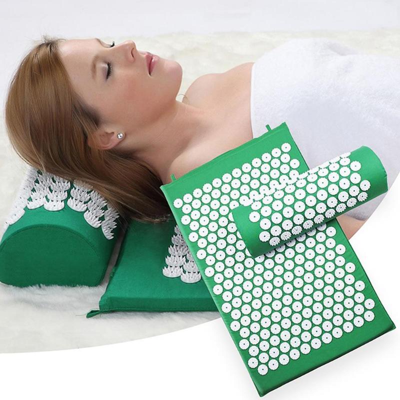 Acupressure Massager Mat Relief Tension Body Soft Yoga Mat Relaxation Relieve Body Stress Pain Spike Cushion Mat with Pillow&Bag