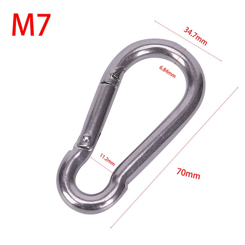 Mosquetón con resorte de acero inoxidable 304, herramienta múltiple, accesorios para escalada en roca, gancho de presión, llavero, cierre de eslabón rápido, 5 tipos, 1 ud.: M7