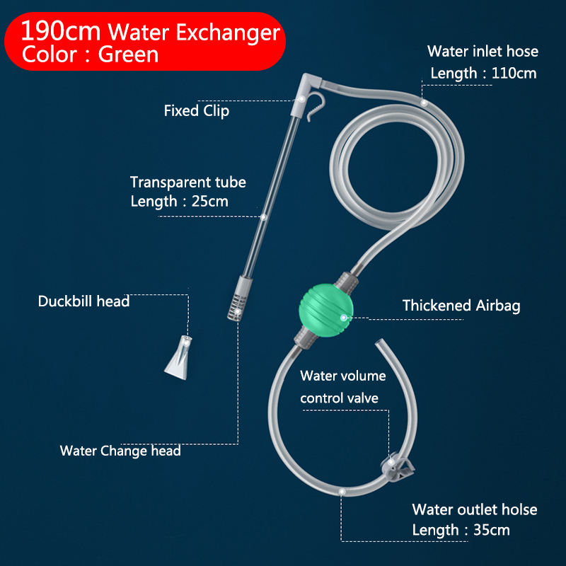 Changeur d'eau pour Aquarium, pompe à Air, outils de nettoyage, nettoyeur de gravier d'aquarium, pompe à Siphon sous vide avec buse de filtre: GRIS