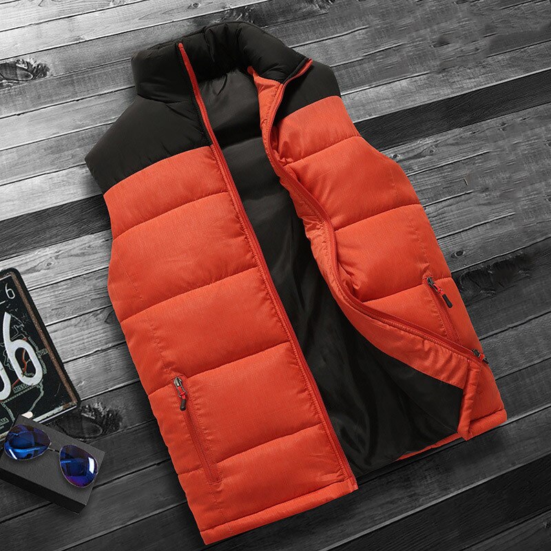 Plus Size 5XL Patchwork Heren Vest Winter Stand Kraag Rits Mannelijke Mouwloze Jassen Oversize Casual Thicken Man Vesten