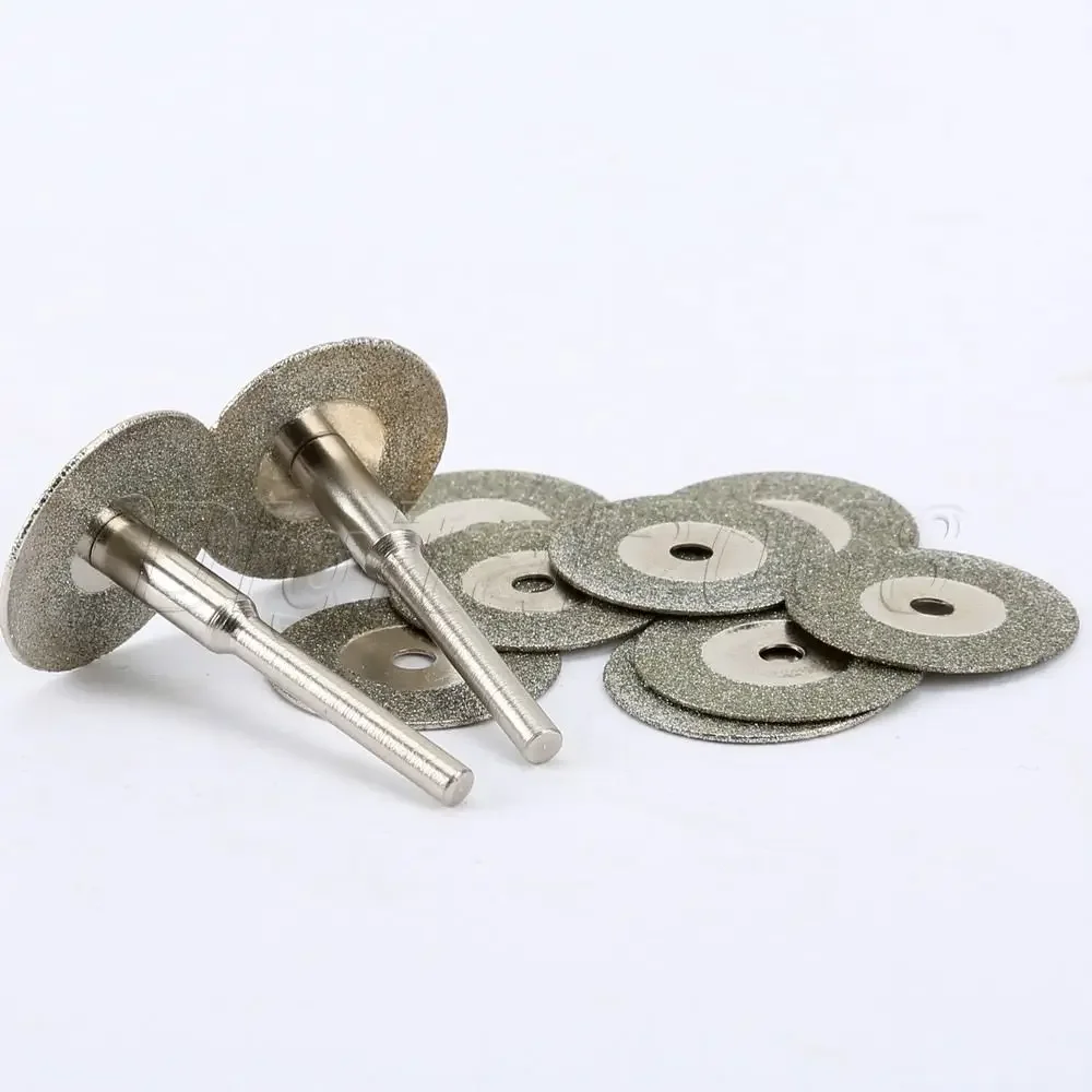 Disco de corte de hoja de diamante, rueda de discos de corte con 2 uds. Para taladro de mandril de 3mm, amoladora, herramienta rotativa, 20mm, 10 Uds.