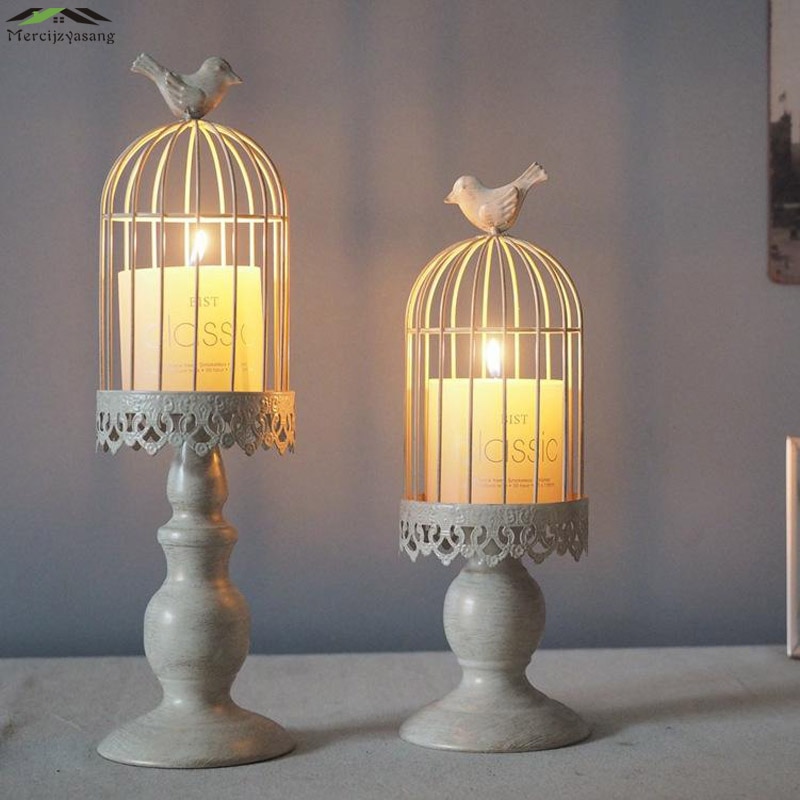 Metalen Vogelkooi Kandelaars Bruiloft Kandelaar Kooien Marokkaanse Lamp Kaars Houder Wit Voor Home Decoratie Kandelaar GZT015