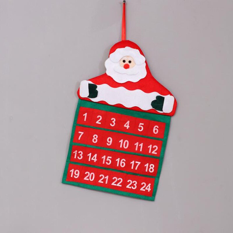 1pc Christmas Advent Calendar Santa Claus Snowman Elk With Cloth Hooks Decoration