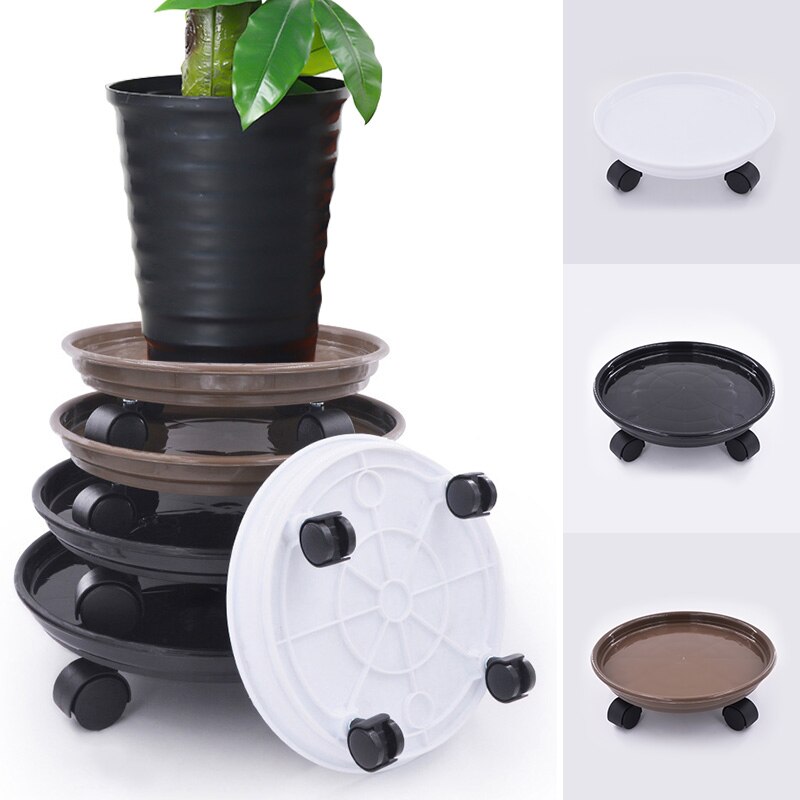 Home gardening thickened round roller universal wheel flower pot tray plastic mobile flower pot base water tray