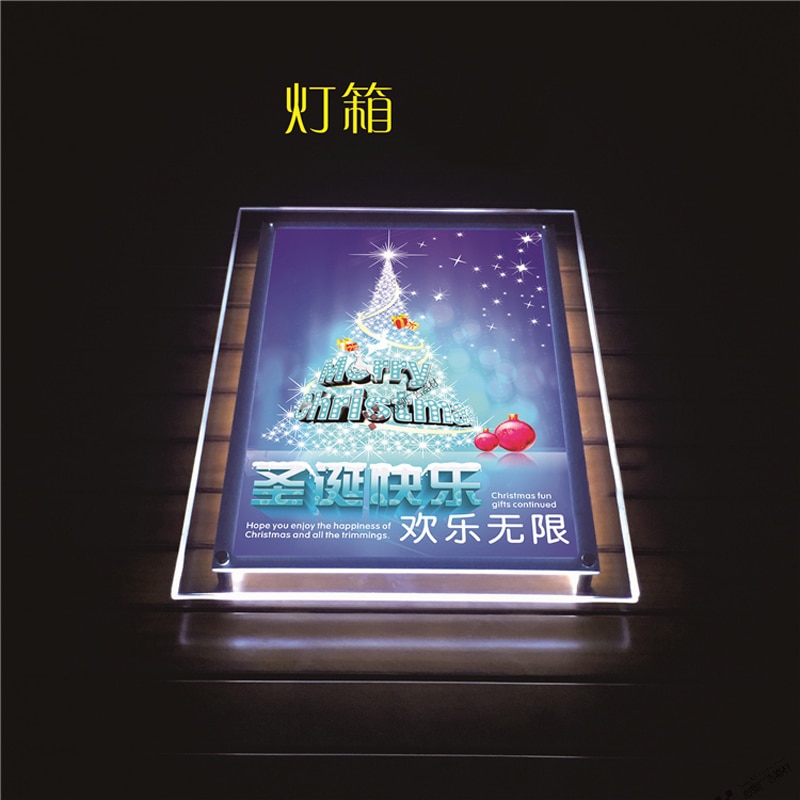 A4 Tabletop Crystal Acrylic LED Light Box Display Lightbox,Illuminated Poster&Menu Frames