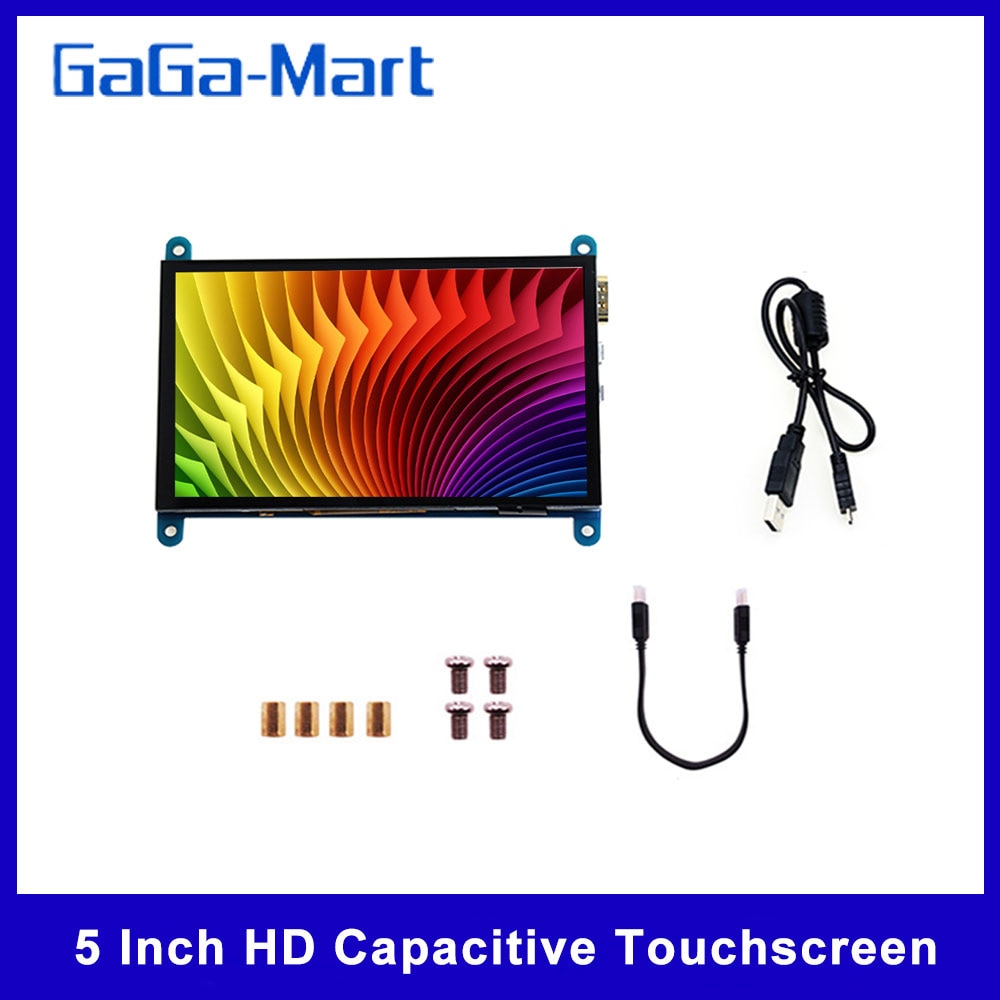 5 Inch HD Capacitive Touchscreen Display 800*480 Resolution Small Portable Monitor with USB HD Interface Compatible Raspberry Pi