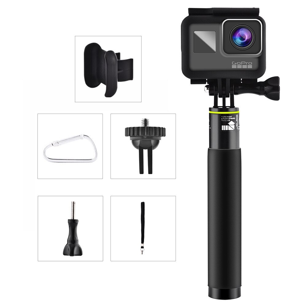 Palo selfie para Go Pro, palo selfie extensible de mano + soporte remoto para Gopro HERO Xiaomi SJCAM, accesorios para cámara