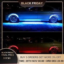 4x8 Kleuren Bright Auto LED Strip Neon LED Auto Bodem Lichten Underglow Underbody Muziek Actieve Geluid Systeem Neon licht Auto Kit