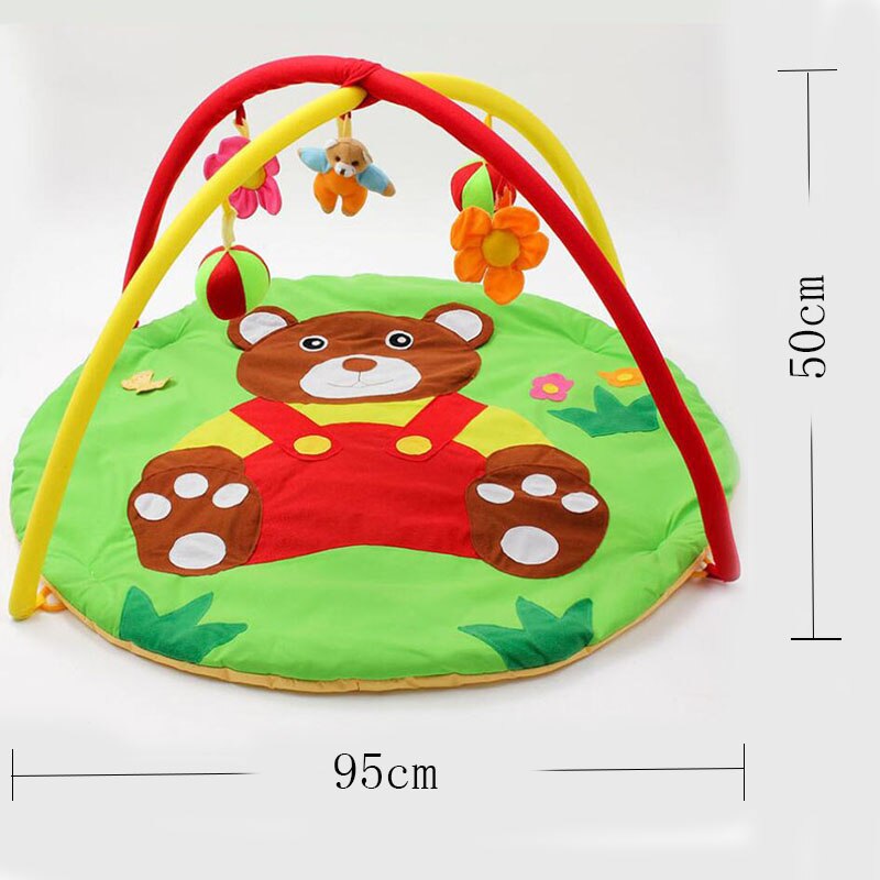 Cartoon Baby ​Activity Gym 0-12M Play Mat Gym Fitness Rack Kids Rug Animals Pad Toys Crawling Cotton Carpet Game with Rattles: green bear