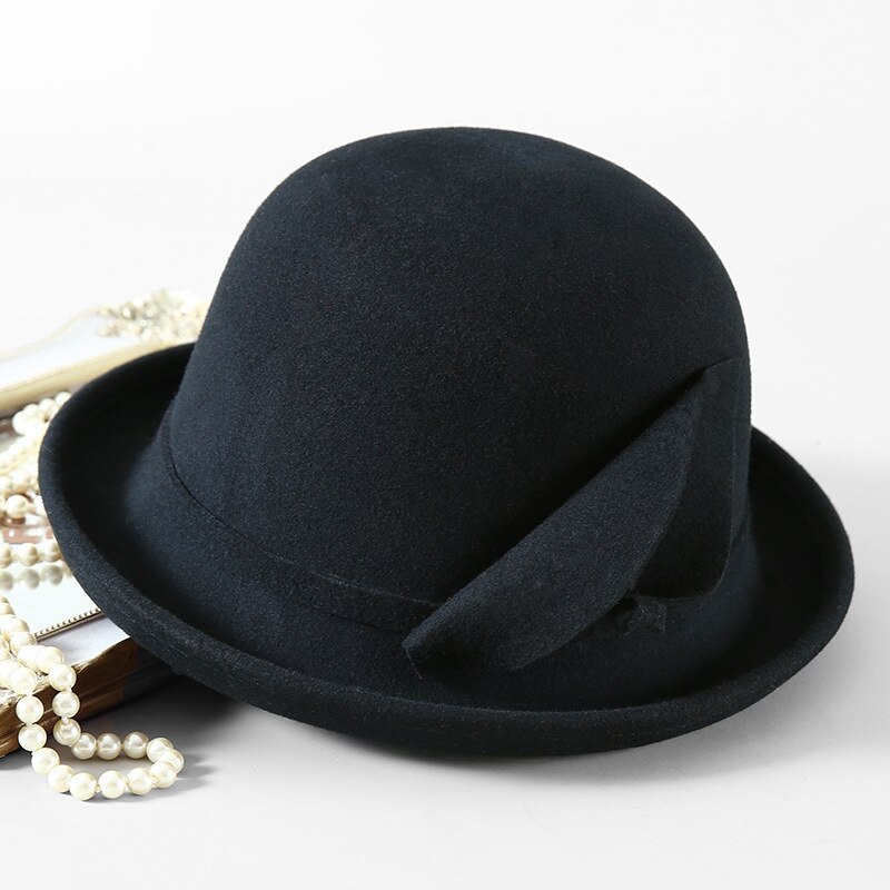Winter Hat for Women 1920s Gatsby Style Flower Warm Wool Hat Winter Cap Lady Party Hats Cloche Bonnet Femme Fedoras: black