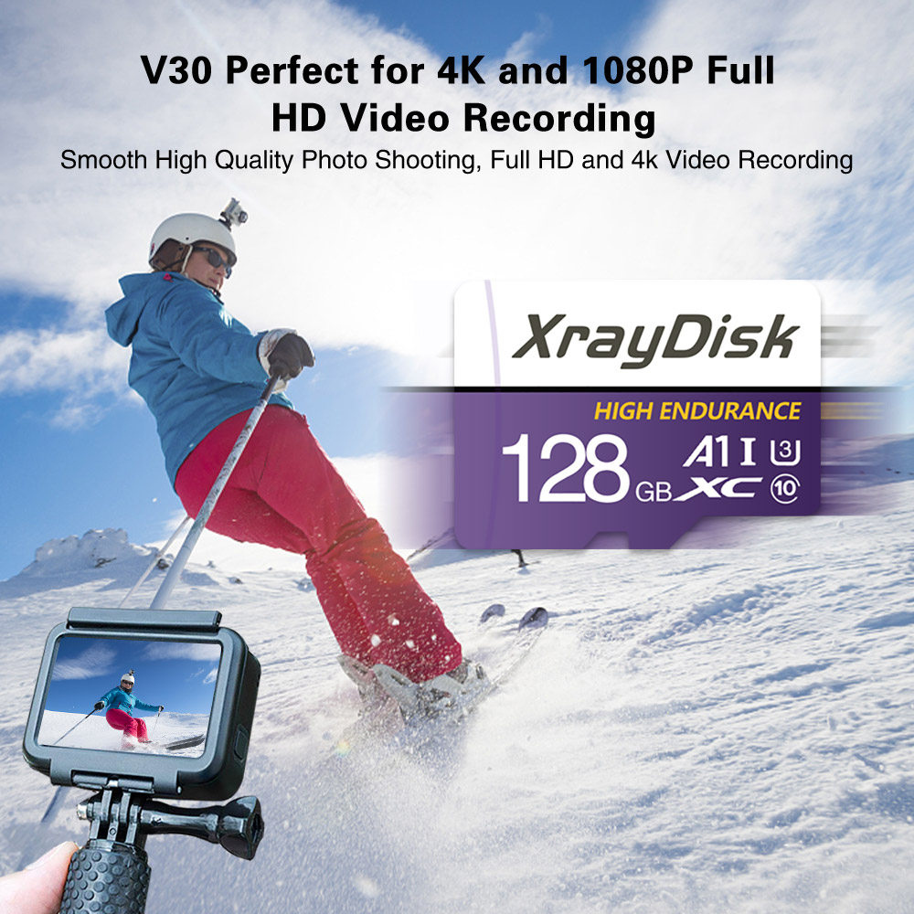 Xraydisk 32GB 64GB 128GB 256GB Tarjeta de memoria de alta velocidad Tarjeta TF Clase 10 para cámara y cámara de salpicadero