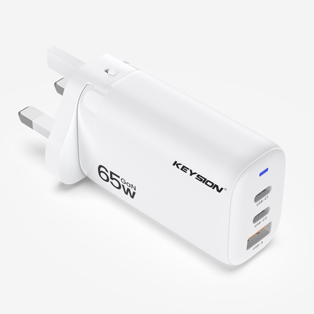 KEYSION – chargeur GaN USB type-c 65W PD Quick Charge 4.0/USB-C pour iPhone 13/12 Pro Max, iPad, Macbook Air: UK Plug White