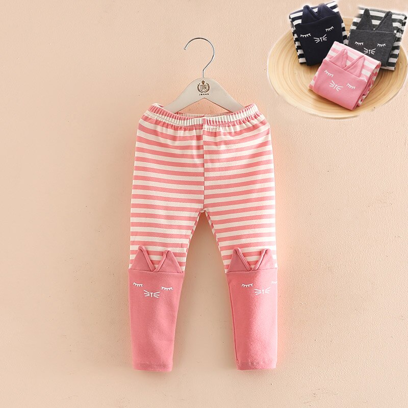primavera otoño 2 8 10 años 90 130 140 cm niños azul marino algodón gris rayas empalmado gato dibujos animados niños bebé niña Leggings