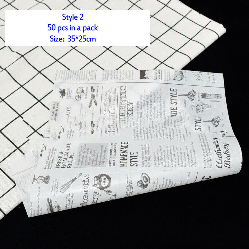 50 Uds papel encerado para alimentos grado grasa papel envolturas de alimento papel de envolver para pan Sandwich hamburguesa patatas fritas papel de envolver herramientas: B