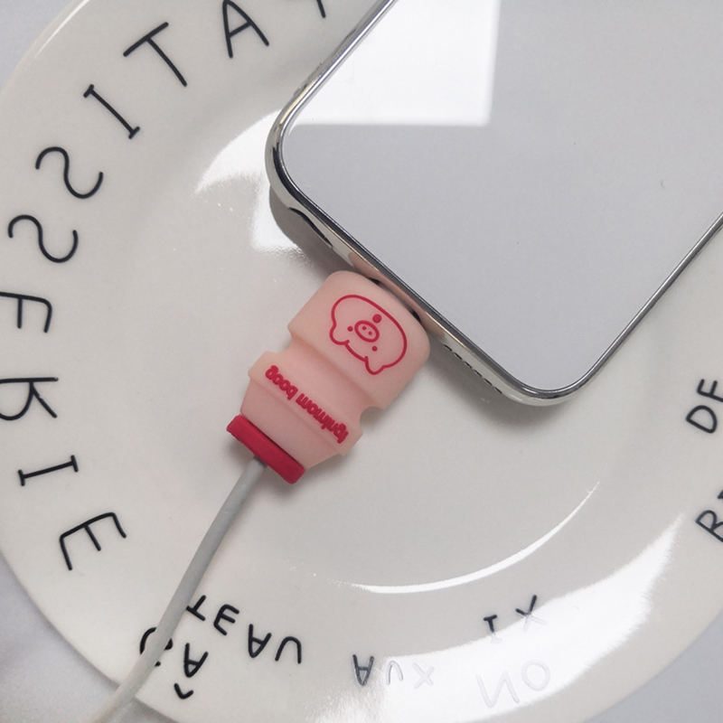 Cartoon Cable Protector Cute Charger Protector Cable Winder Organizer Data Line Protective Cover For: Clear