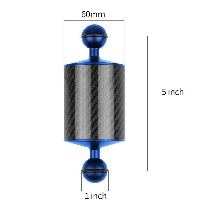 Diving Photography Accessories Buoyancy-Arm Buoyancy Arm 60 Mm Carbon Fiber Ball Arm Single-lens Reflex Camera Waterproof Case: Blue