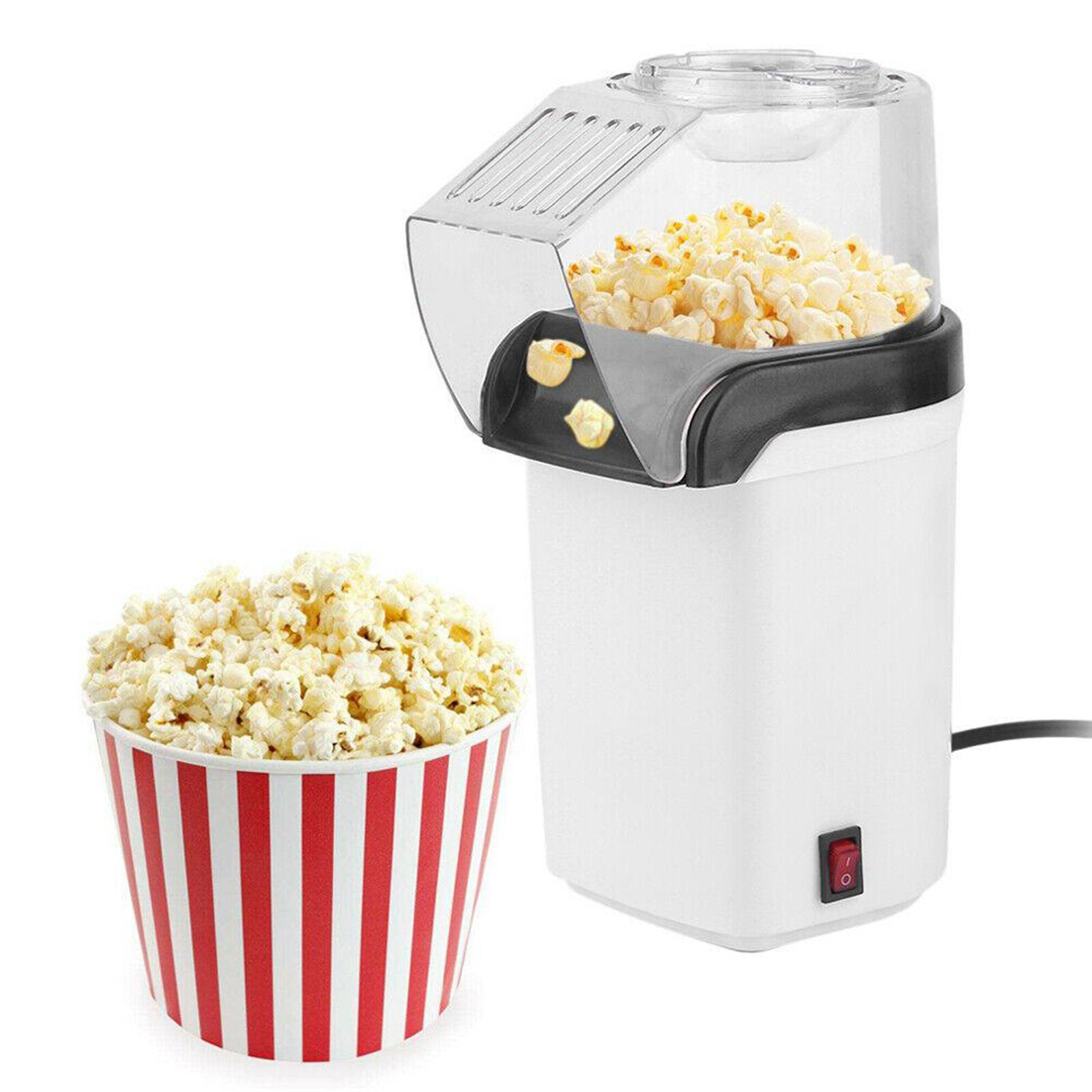 Air Popcorn Machine 1200W Electric Popcorn Maker and Top Lid for Home