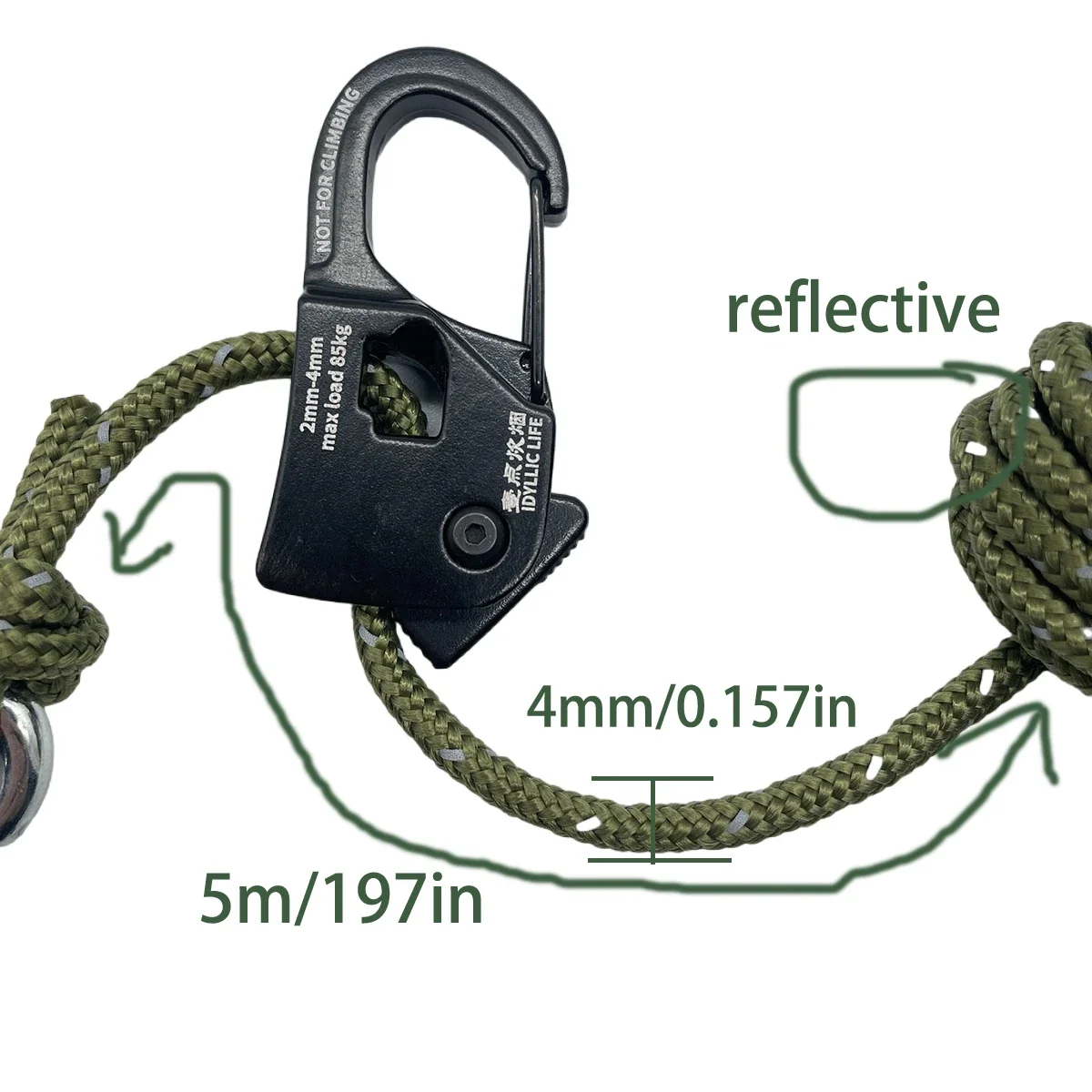 5m Camping Tent Koord Richter Wind Touw Vastbinden Reflecterende Spanner Bevestiging Katrol Ratel Luifel Touw Gesp