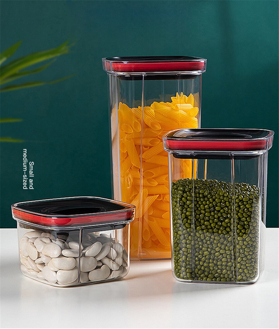 Square Transparent Sealed Fresh-Keeping Box Kitchen Cereals Storage Tank Snacks Dried Fruit Rotatable Storage Tank