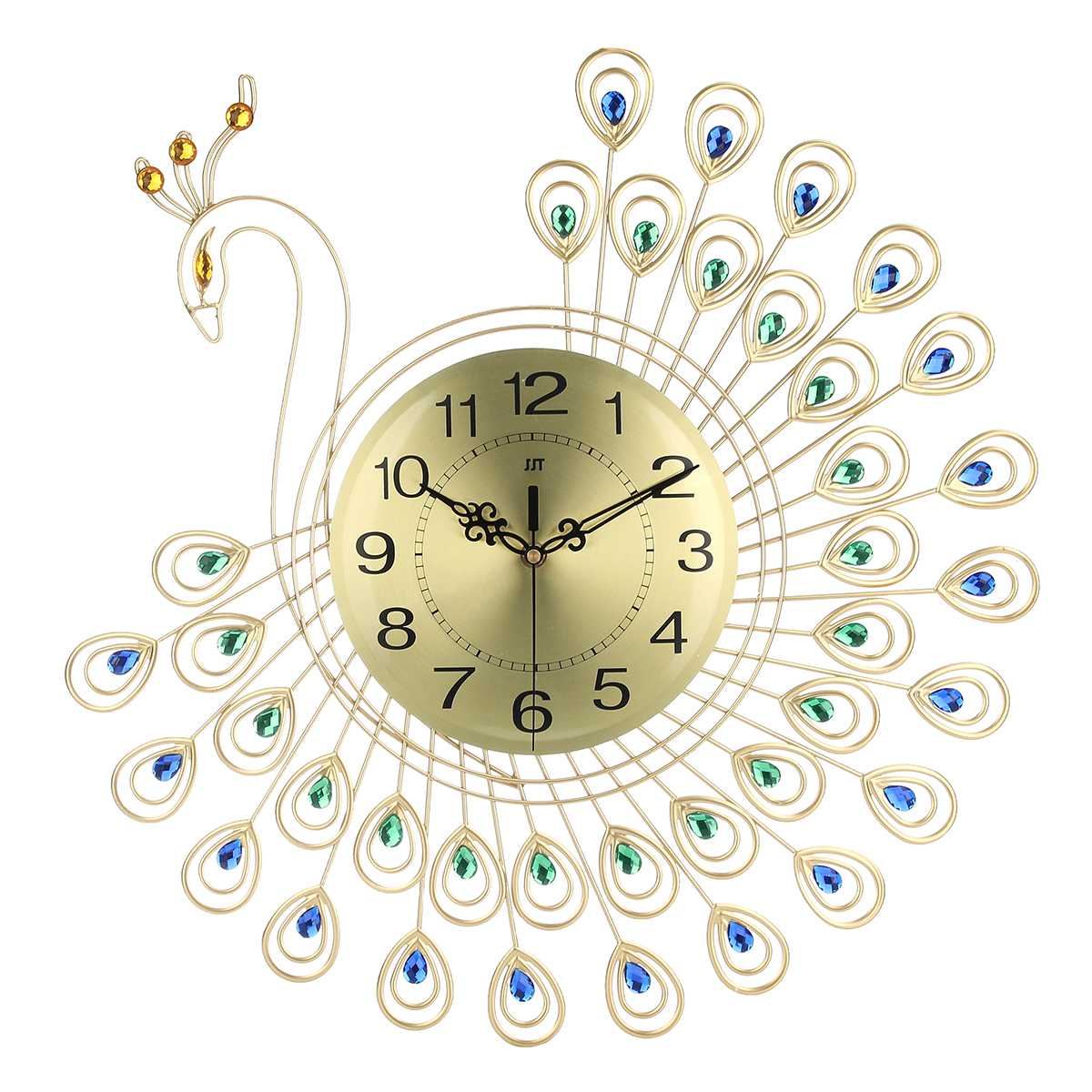 Große 3D Gold Diamant pfau Wanduhr Metall Uhr für Heimat Wohnzimmer Dekoration DIY Uhren Ornamente 53x53cm