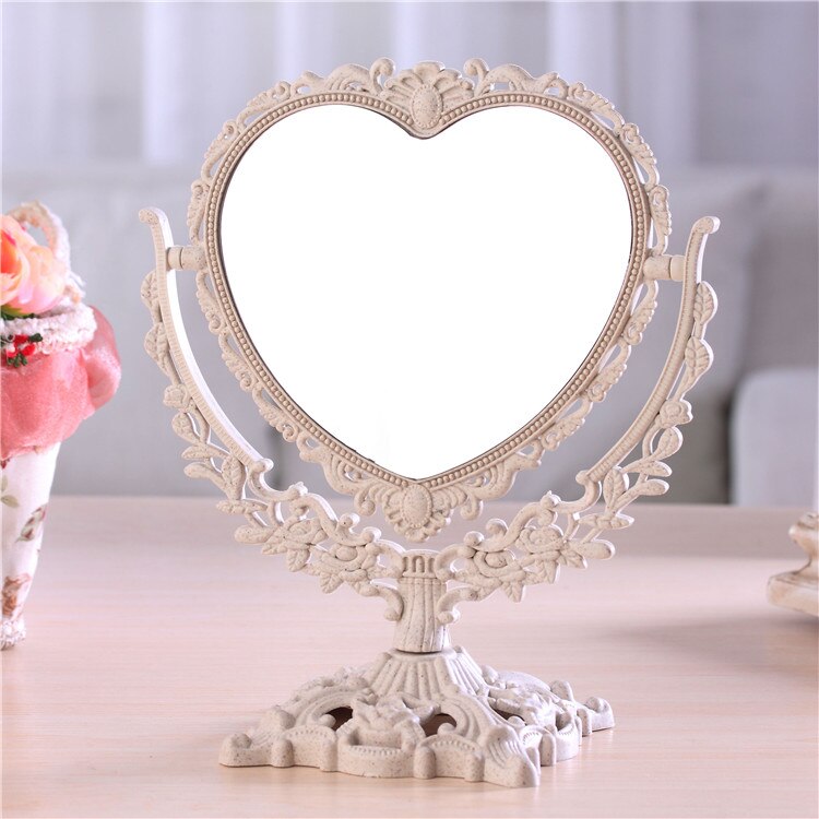 Retro stil jenter kvinner sminkespeil floral ovalt rundt håndspeil prinsesse sminke skjønnhetsverktøy  wj7202 european: B