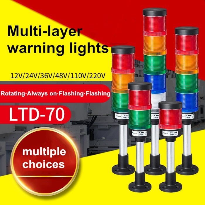 Tour de signalisation à Led, diamètre 70mm, 24V, lumière rouge, jaune, verte, multi-couches, piles, voyants d'alarme, lampe d'avertissement pour Machine industrielle