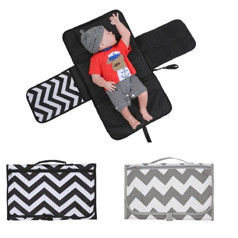 Portable Changing Pad Baby Diaper Bag Changing Pad Station with Head Cushion Wipes Pocket Waterproof Foldable Infant Comfortable