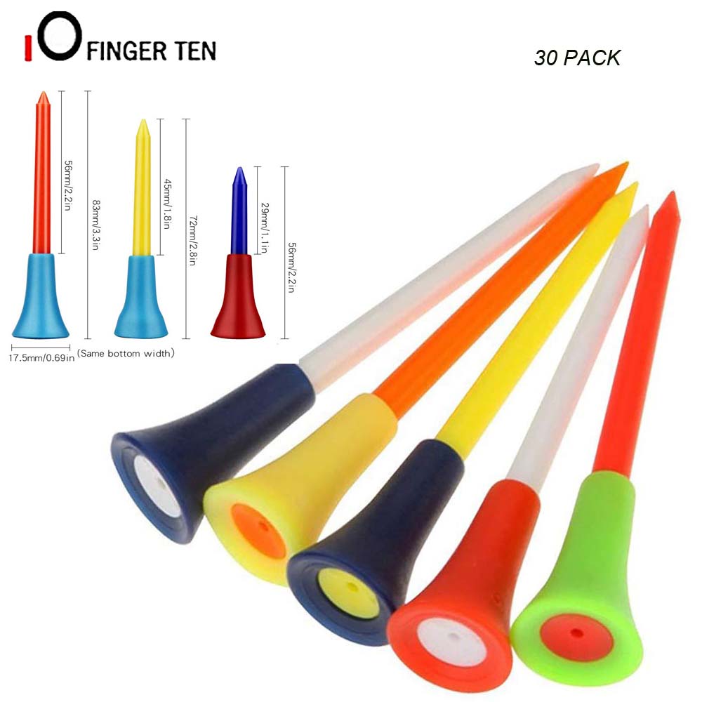 30pcs Multi Cor Almofada de Borracha Top Tees De Golfe de Plástico Durável 83mm 70mm 54 milímetros Tee Inquebrável