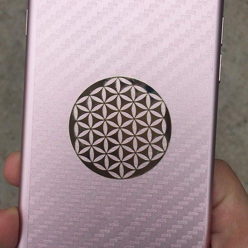 4 Pieces / Set of Flower of Life Metal Energy Decoration Sticker Mobile Phone Case Back Sticker Cup Sticker