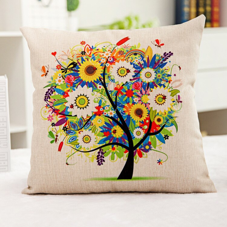 Cojín de sofá con estampado de árboles de vida, almohadas decorativas para el hogar, cojines para la espalda con estilo de coche,: 1