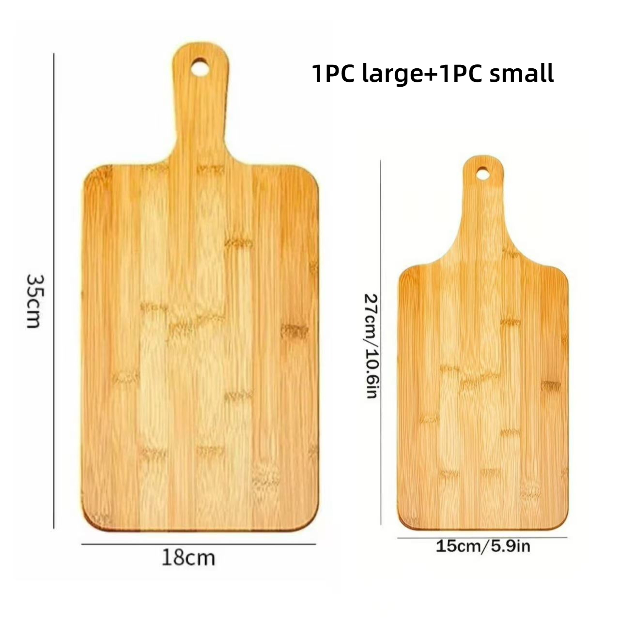 2pcs Wooden Cutting Boards with Handle Bamboo Wood Serving Kitchen Chopping Boards for Pizza Bread Cheese Charcuterie Vegetables: Blue