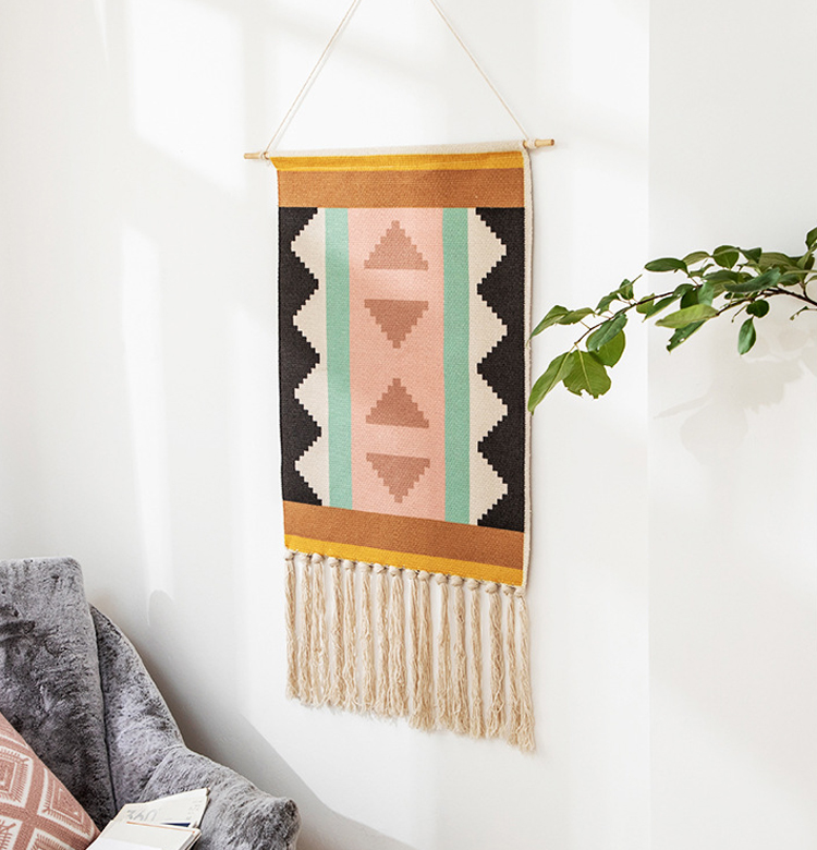 Tapiz de tela para colgar, decoración del hogar Bohemia persa, cubierta de caja de medidor de vatios y hora, estampado geométrico tapiz para colgar en la pared, decoración: A