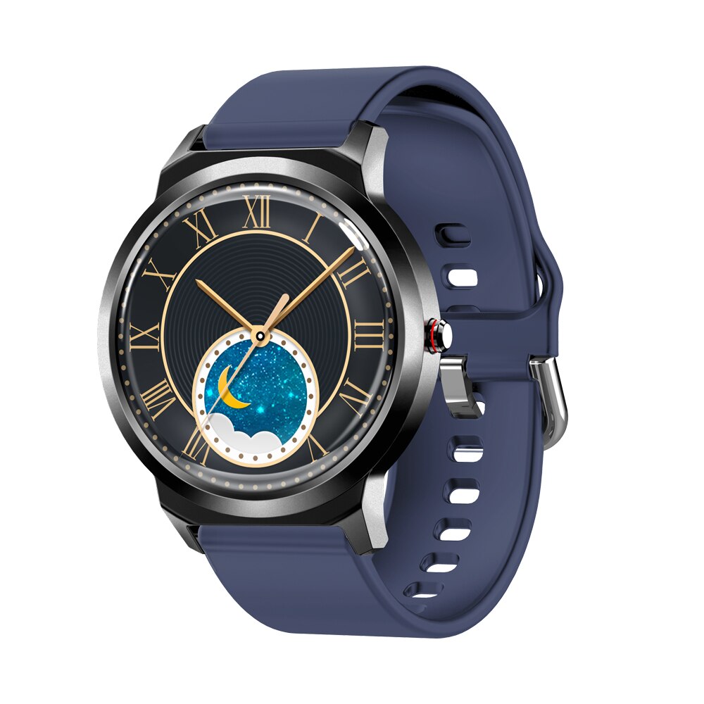 696 h6 pro smartwatch voor mannen en vrouwen met bloeddrukmeting en hartslagmeter, waterdicht en alarm, smartwatch voor android en apple-telefoonband: Blauwe silica