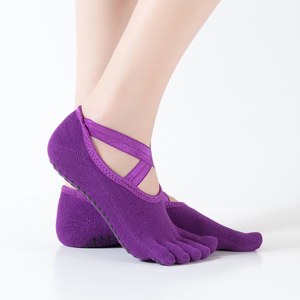 KoKossi Lace Split Toe Yoga Socks Skin-friendly Breathable Non-slip Sweat-wicking Quick-drying Non-pilling Yoga Sports Socks
