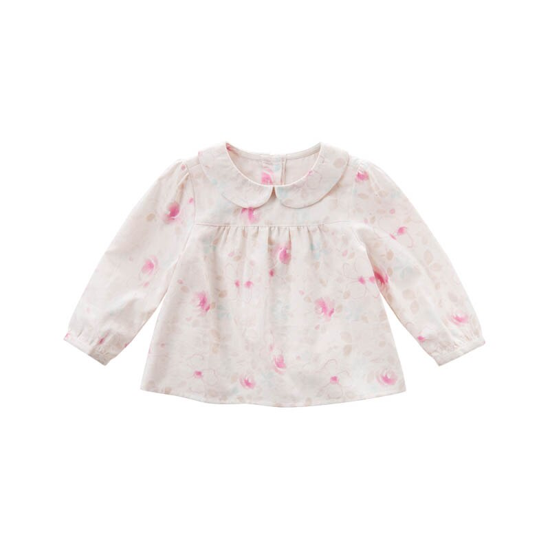 Db7363 dave bella spring baby piger print skjorte børn bomuld søde toppe børn bluser: 5t