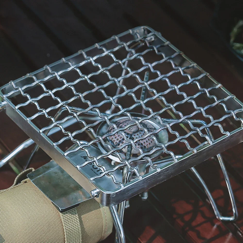 Multifunction Folding Campfire Grill Stand Tourism Portable Camping Grill Grate Outdoor Cookware BBQ Rack Gas Stove Bracket