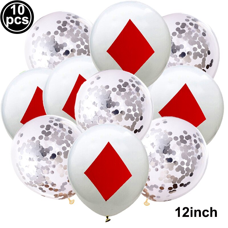 10X Casino Thema Party Decor Confetti Ballon Poker Latex Ballon Set Las Vegas Casino Verjaardag Bruiloft Decor Spades Ballen: N