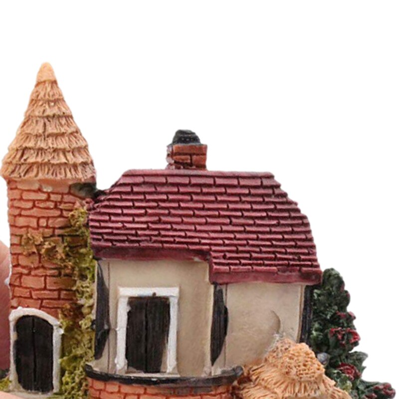 Cute Mini Resin House Miniature House Fairy Garden Landscape Home Garden Decoration Resin Crafts 4 Styles Color Random