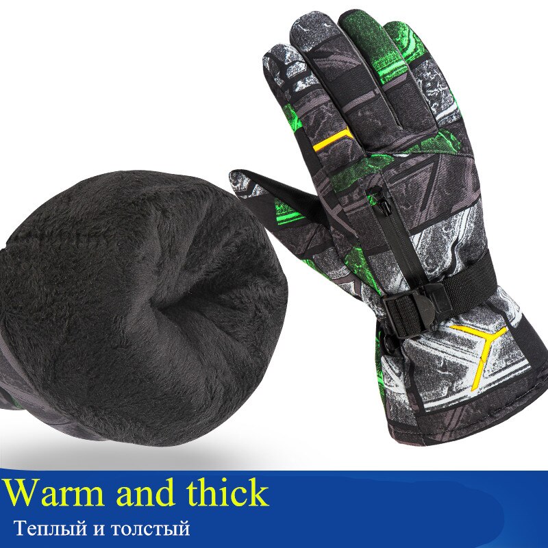 Luvas de esqui com 5 dedos para inverno, luva de esqui de lã térmica impermeável quente para neve, snowboard, motocicleta, inverno