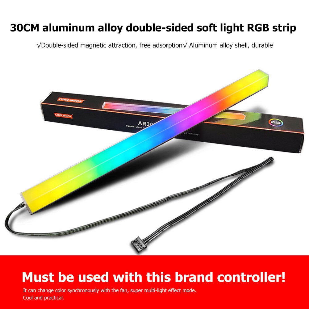 COOLMOON PC Case Light Strip 5V 3Pin Small 4Pin Magnetic Atmosphere Lamp RGB LED for Computer Chassis: Blue