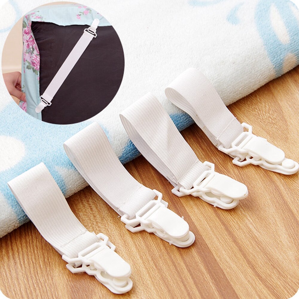 Drap de lit fixe élastique réglable, ensemble de 4 pièces, housse de matelas, couvertures, pinces, attaches, accessoires Textiles de maison: Default Title